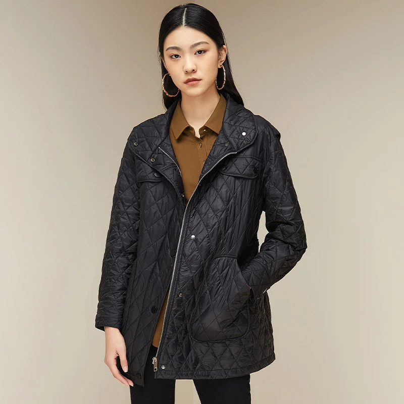 休闲保暖中长款防风秋冬户外宽松女士棉服143F3252