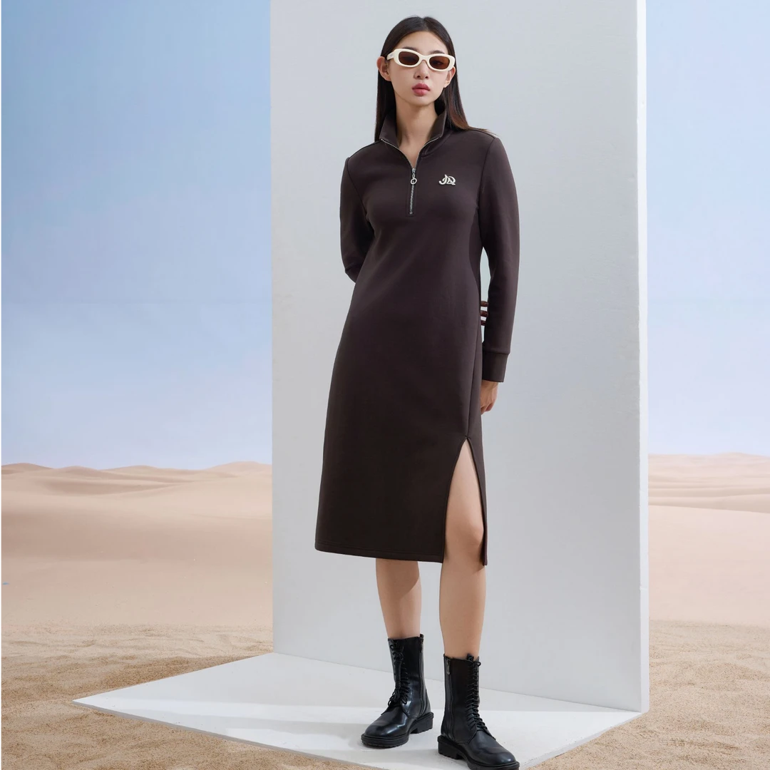 【大叔专属】冬季时尚百搭POLO领长袖连衣裙女154Y5216