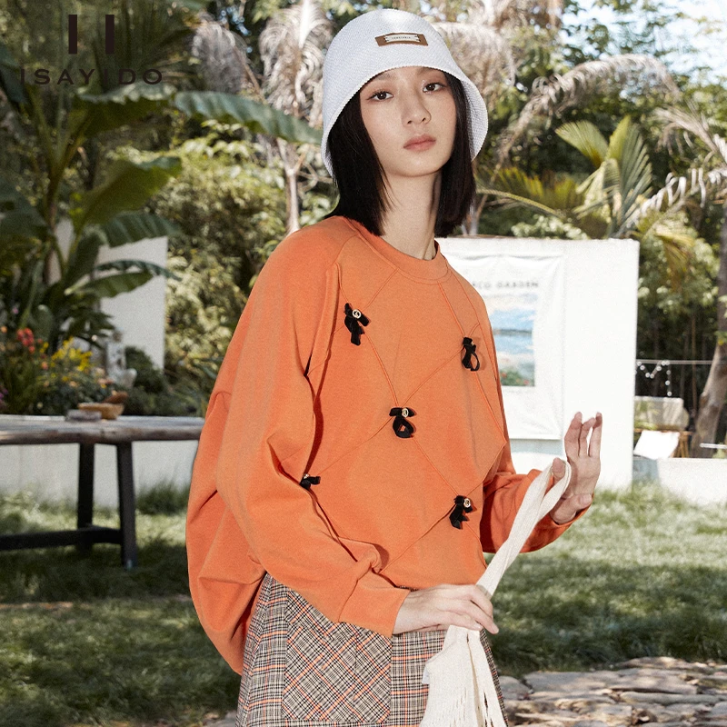 圆领长袖百搭小个子宽松套头卫衣女143W1115