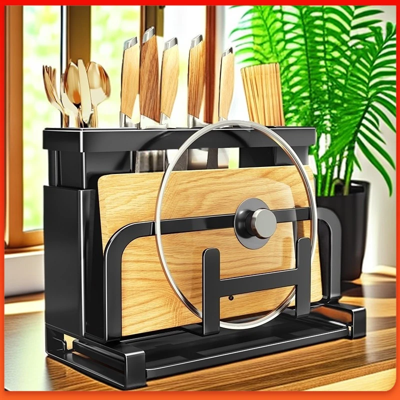 厨房刀架筷子笼置物架一体收纳架家用多功能台面砧板架放菜板刀具