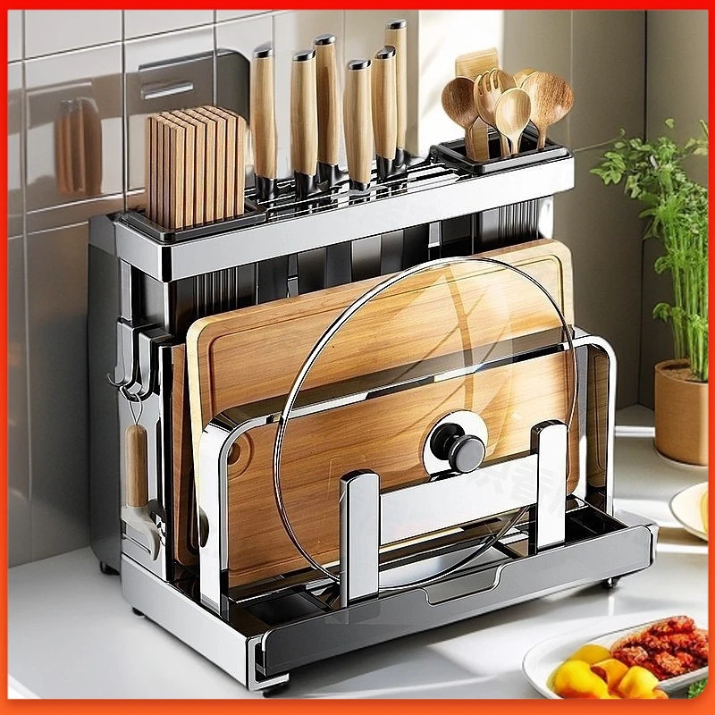 新款正品不锈钢刀架置物架厨房多功能刀具砧厨房置物架壁挂式正宗