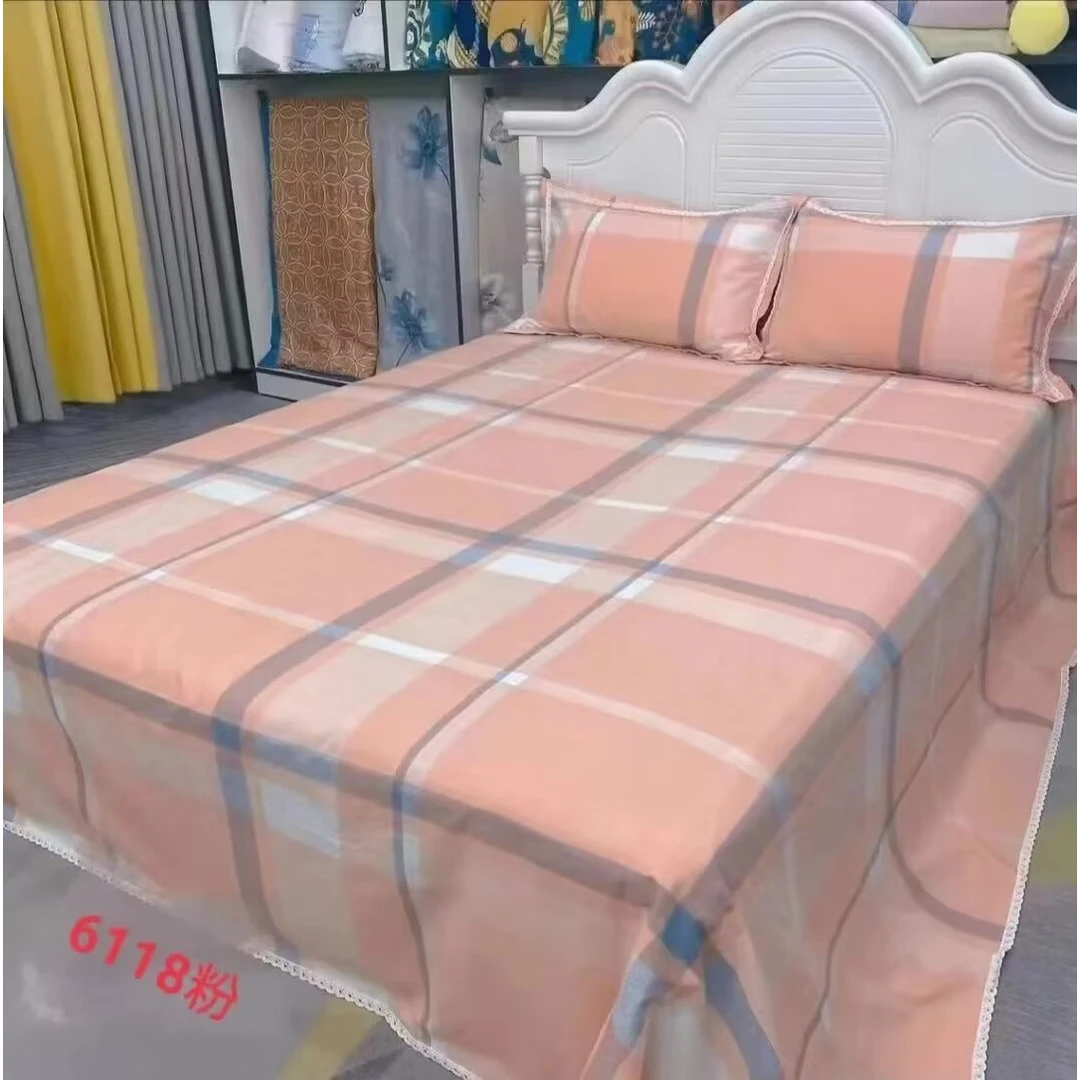 （百搭桔格)山东粗布面料加厚加密段条提花三枚缎-床单