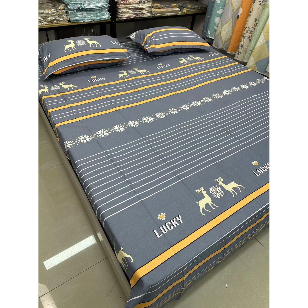 （床单）山东粗布山东粗布面料加厚加密段条提花三枚缎-鹿缘（灰）