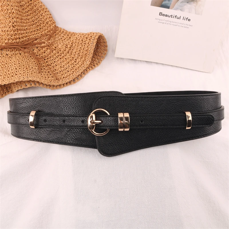 腰封女宽 黑色针扣收腰装饰配连衣裙束腰大衣百搭时尚ins风腰带