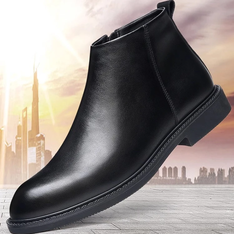 2024新款潮流百搭时尚耐磨软底舒适透气休闲皮鞋英伦风切尔西靴
