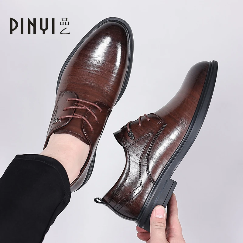 7335皮鞋男韩版英伦时尚商务休闲皮鞋男士透气防滑低帮商务正装鞋