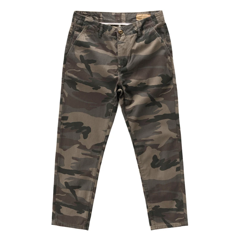 1074/A 迷彩小直筒长裤全棉户外耐磨休闲裤宽松秋冬男士流行