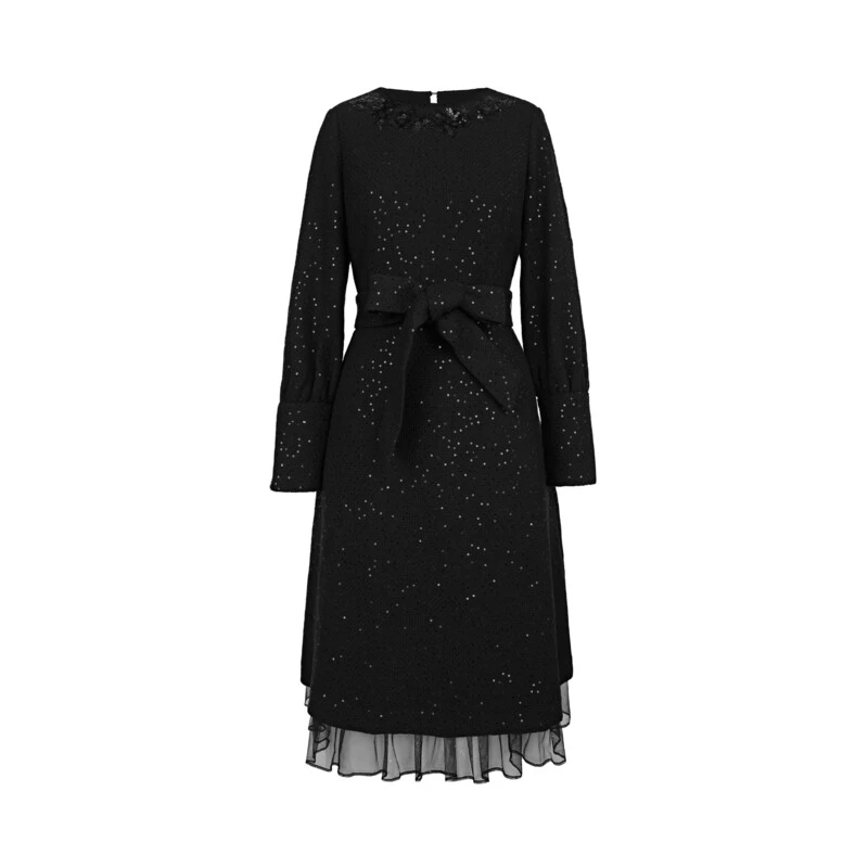 S·DEER圣迪奥女装冬季百搭轻奢显瘦收腰优雅气质连衣裙S234Z12G2