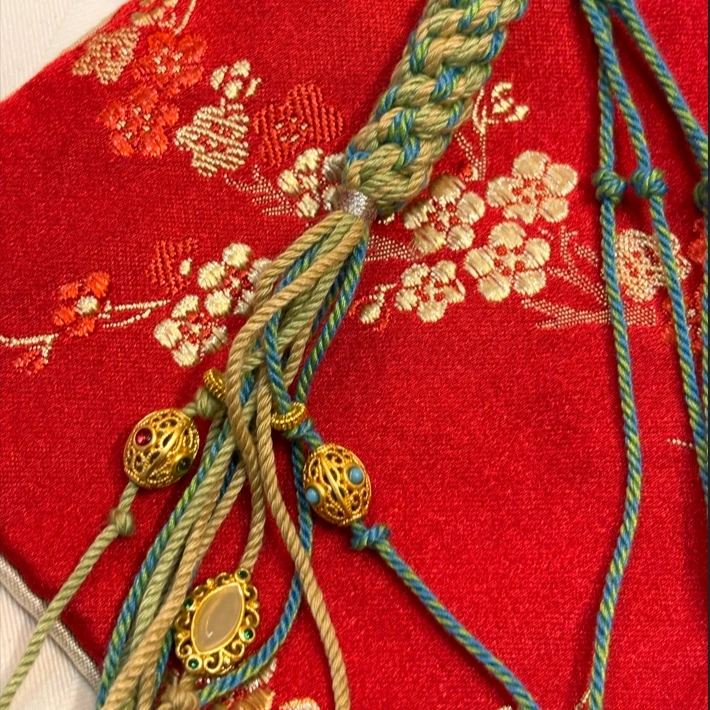 合金项链 蓝色手工编绳银质卡扣沙金配饰