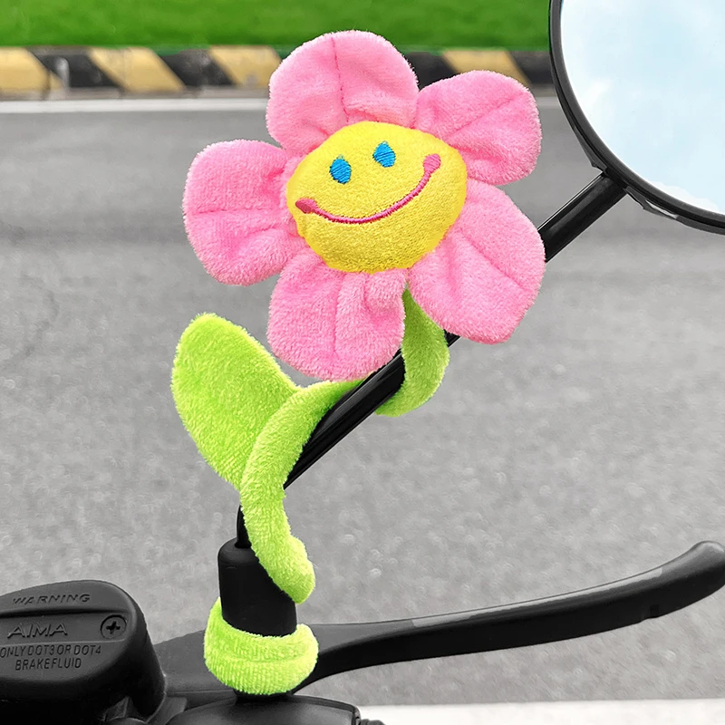 电动车后视镜装饰小配件可爱卡通太阳花摩托电瓶机车装饰品小摆件