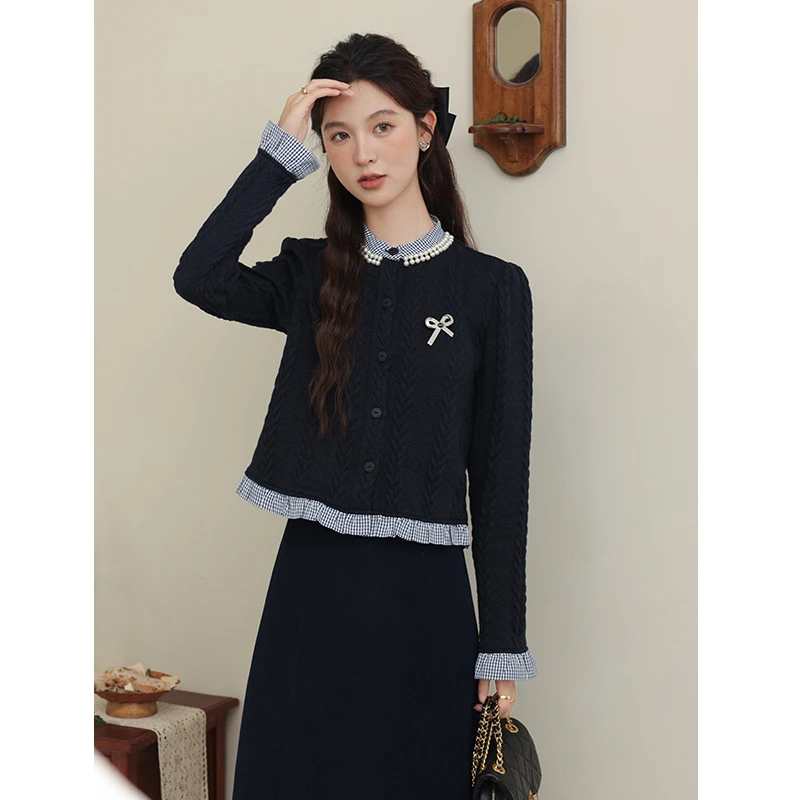 087大码女装针织衫假两件2024新款秋季时尚百搭女