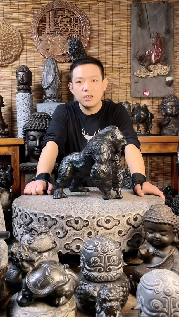【闪购商品】80公分抱鼓石天然青石雕刻