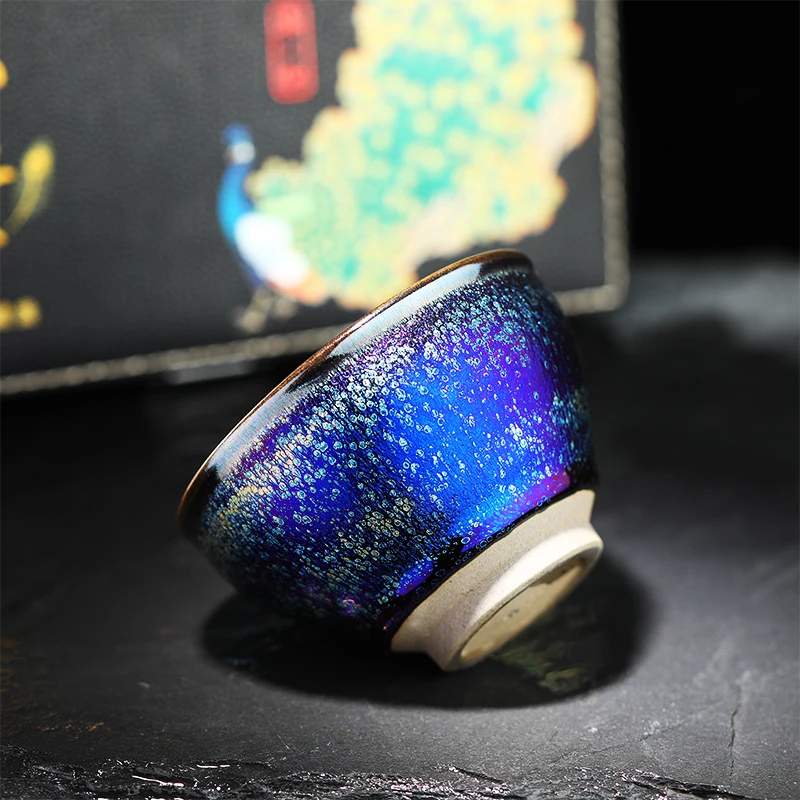 建窑建盏明星收藏同款滕小贵孔雀主人杯纯手工铁胎茶杯品茗杯单盏