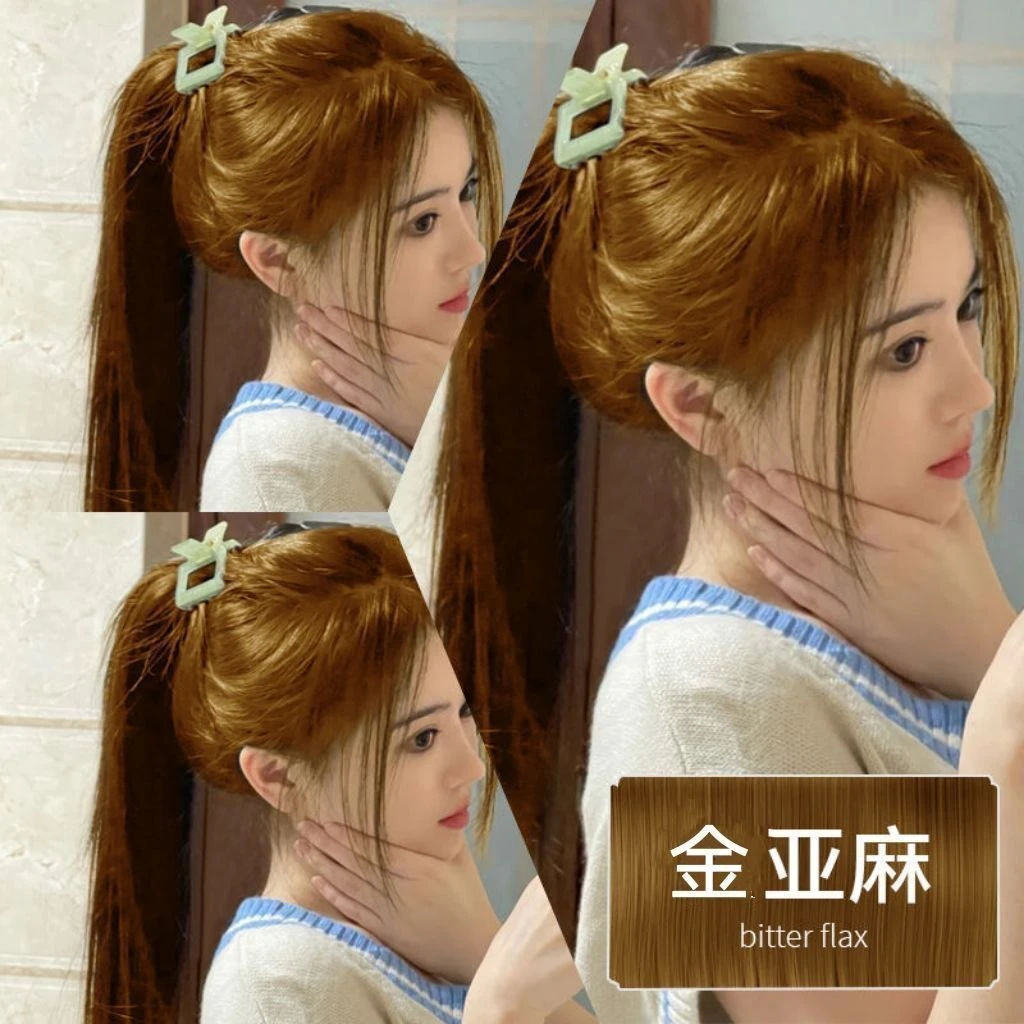 免漂金亚麻染发膏2025流行色自己在家染发剂显白植物泡泡无刺激