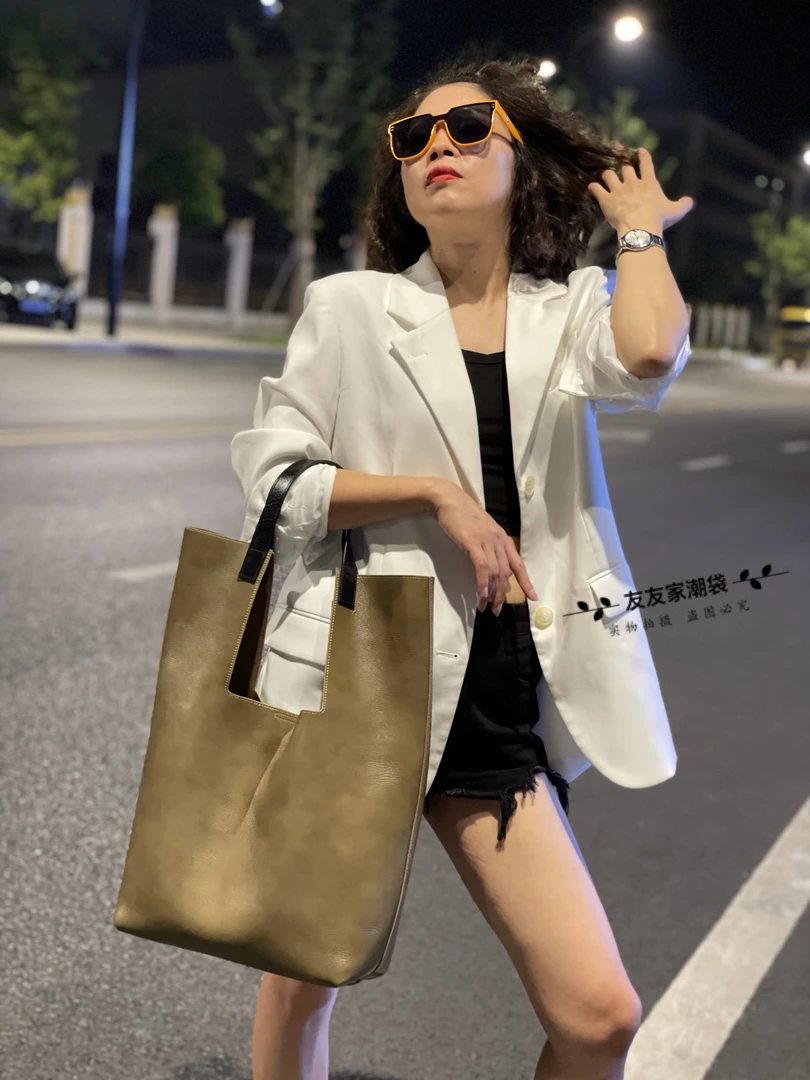 【友友家】小众设计头层牛皮潮袋水桶手提单肩包