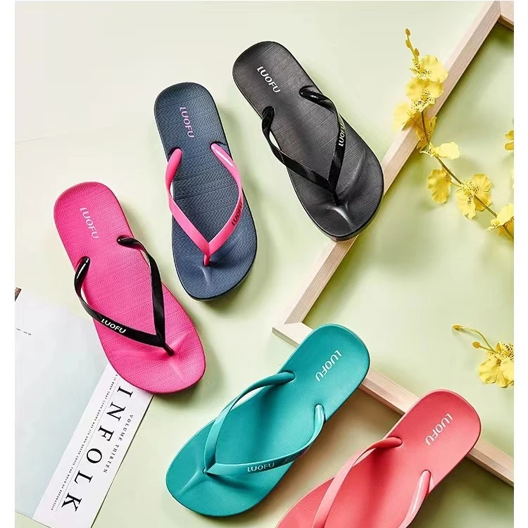 罗敷夏季女款人字拖加厚底沙滩休闲防滑外穿个性简约夹趾拖鞋女生