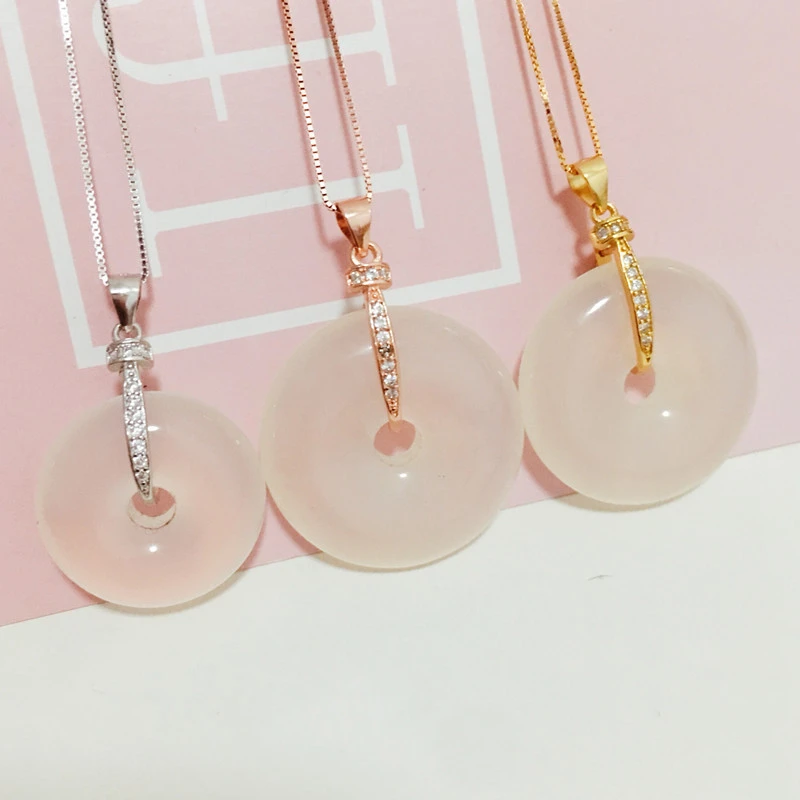 925银银制品 DIY银饰平安扣配件吊坠扣夹扣白玉扣头项链万能扣子