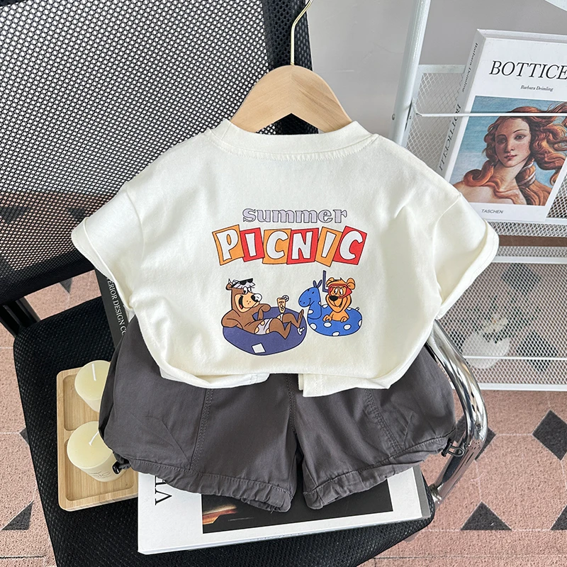 儿童短袖t恤薄款夏季图案男童女童宝宝圆领上衣中小童透气夏装潮