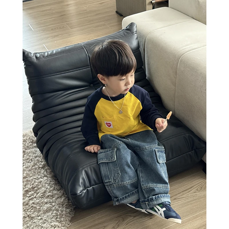诗诗熊  童装男童T恤2025新款潮男宝宝时髦洋气撞色长袖T恤秋款