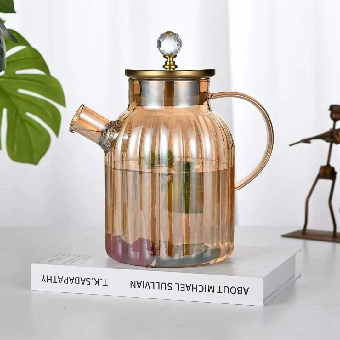 琥珀冷水壶家用耐高温玻璃水壶凉水壶高级感凉水杯套装冷水杯茶壶