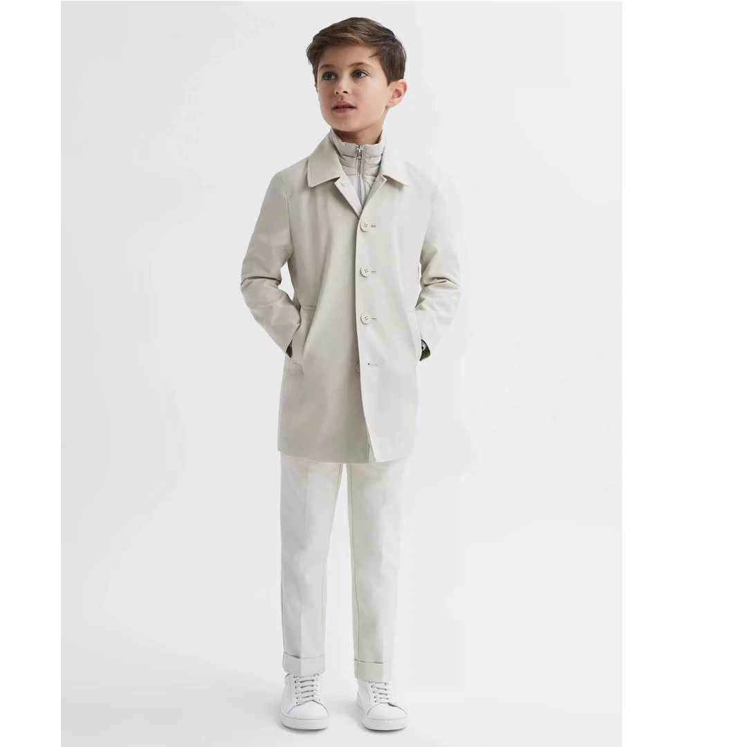 104-158cm贵牌男大童假两件风衣 防风外套