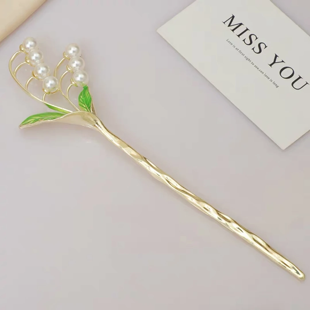 梓圆清新时尚珠珠铃兰花发簪简约国风气质A8141