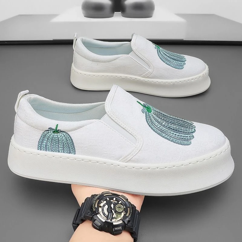 帆布鞋男透气懒人一脚蹬老北京布鞋软底运动休闲小众潮鞋SE100