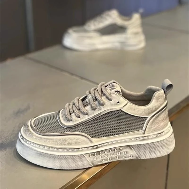 男鞋2024新款网面透气做旧脏脏鞋青少年休闲百搭运动低帮板鞋WK92