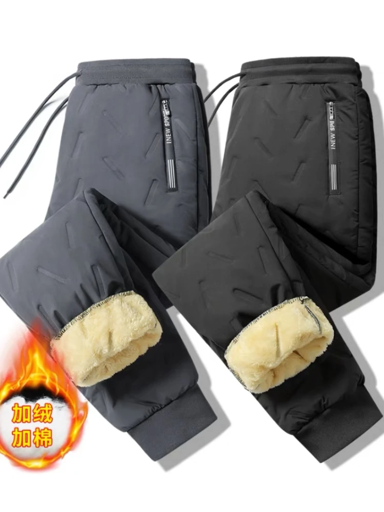 防水加绒棉裤男款宽松防寒裤2023防风大码户外男士外穿保暖卫裤
