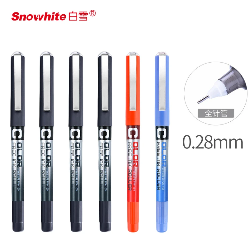 白雪PVN159直液式走珠笔极细0.28mm针管型中性笔速干财会签字笔