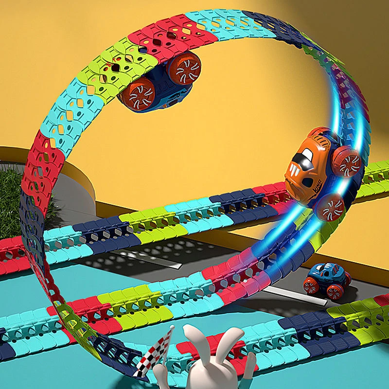 【享儿乐选】电动轨道车拼装百变轨道小火车灯光反重力过山车