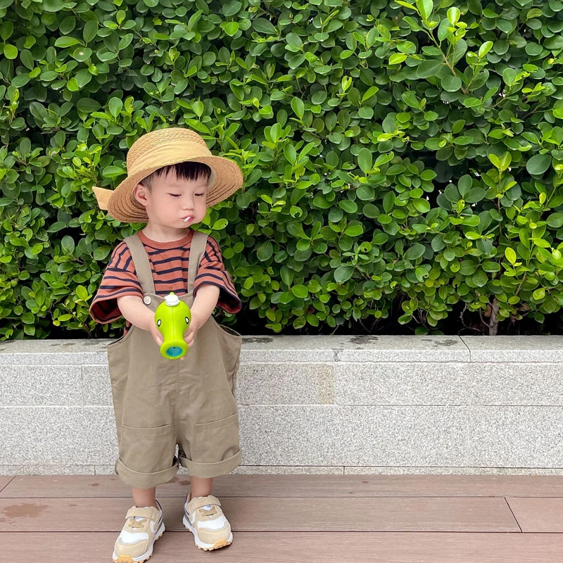 洋气宝宝夏装套装儿童原宿风背带裤宽松洋气潮时髦文艺森系男女童