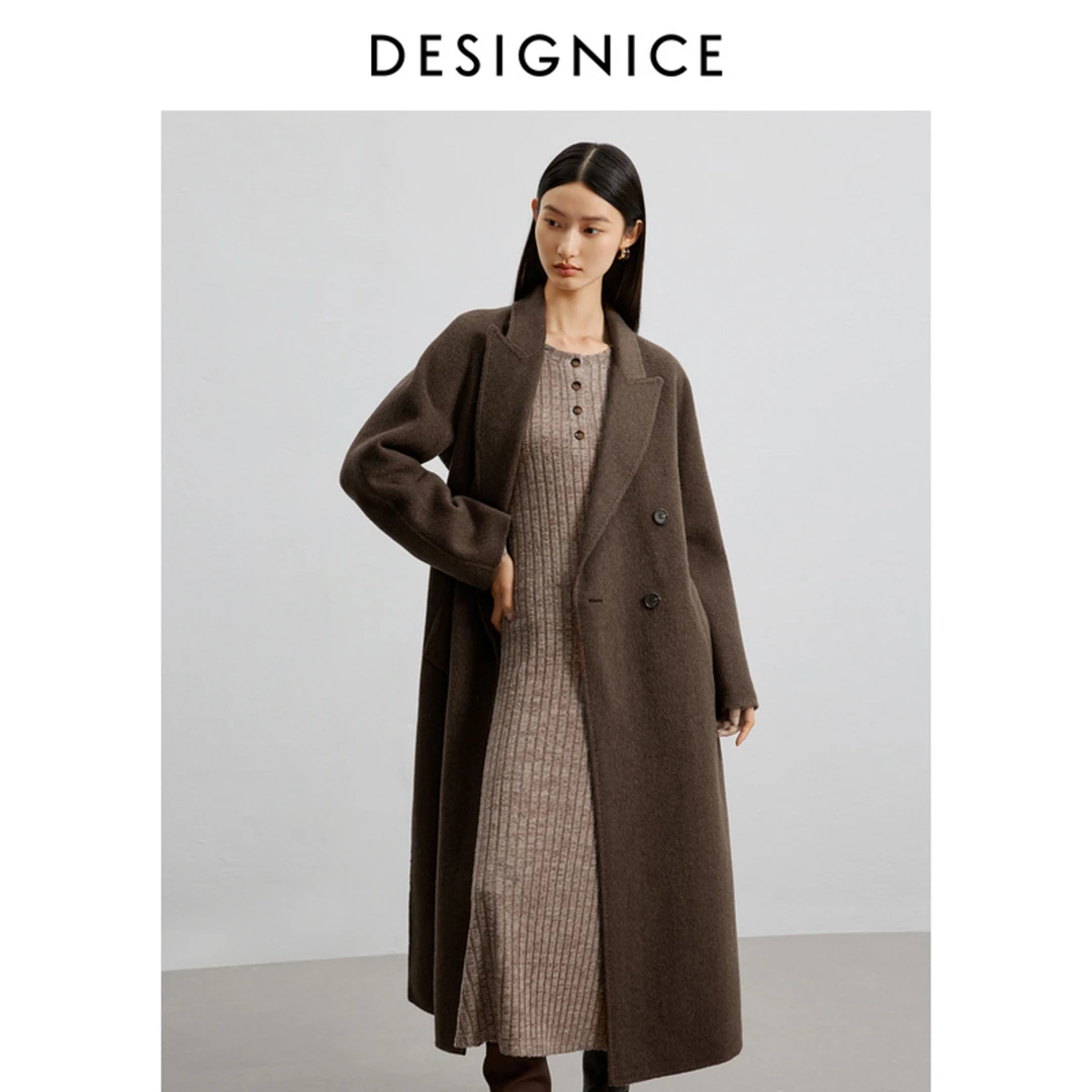 迪赛尼斯冬季高级感气质大衣长款优雅毛呢外套女