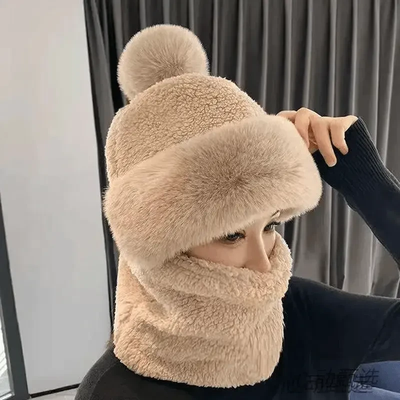 新款帽子女秋冬款加绒加厚骑车防风防寒围脖口罩一体保暖护耳D303