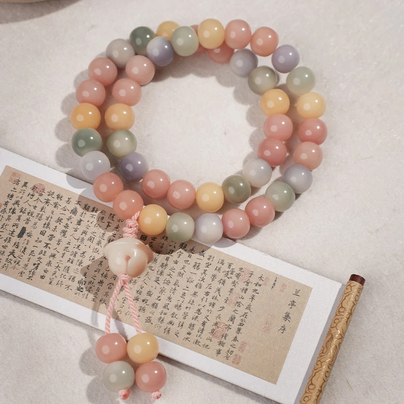 《七彩风铃》五台 彩色菩提手持女双圈手串苹果珠配铃铛小清新