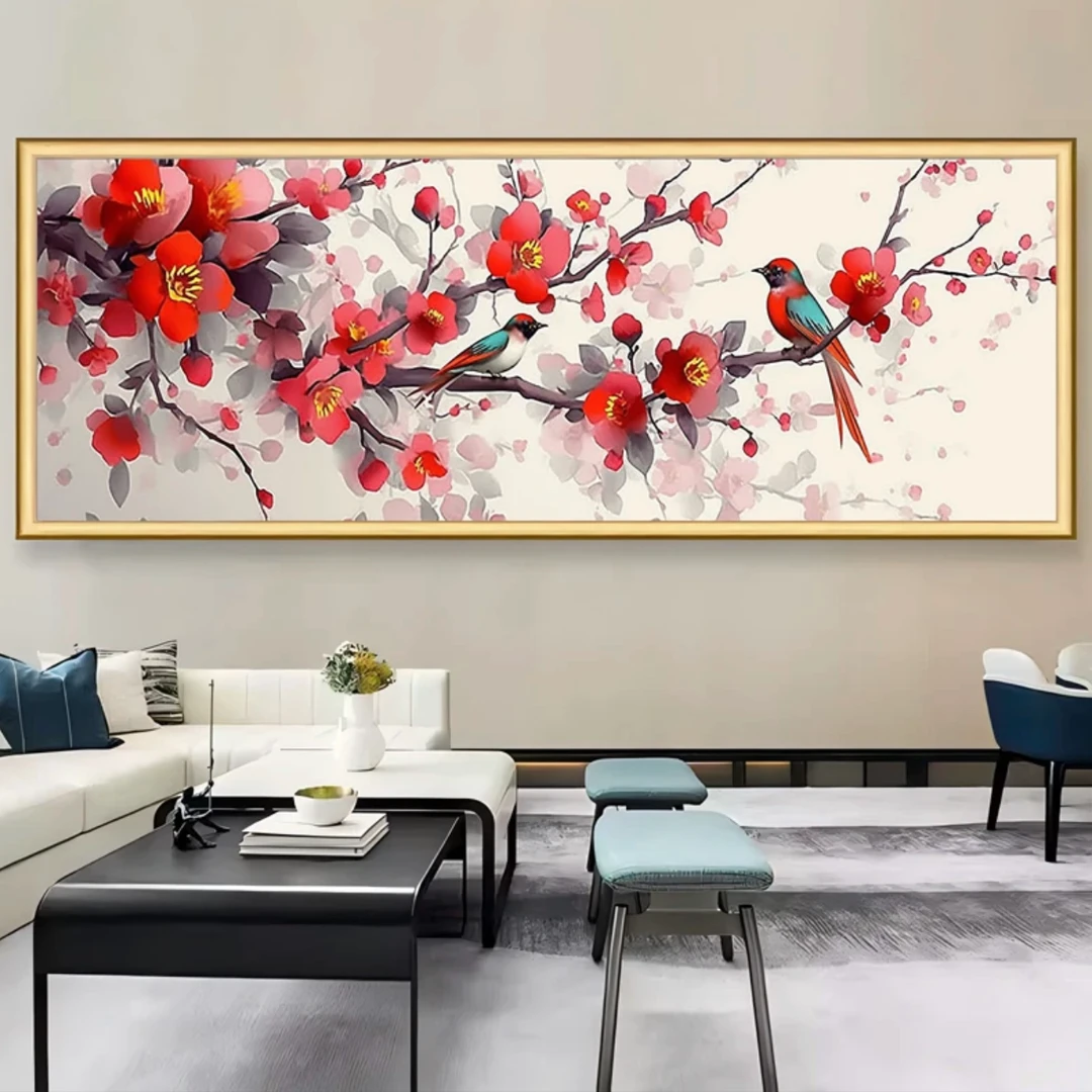 新版喜上枝头 大格四股绣满绣150*50十字绣