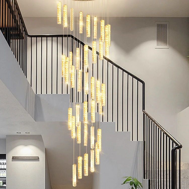 轻奢酒店创意简约吊灯旋转别墅复式楼大气个性楼梯间吊灯大厅