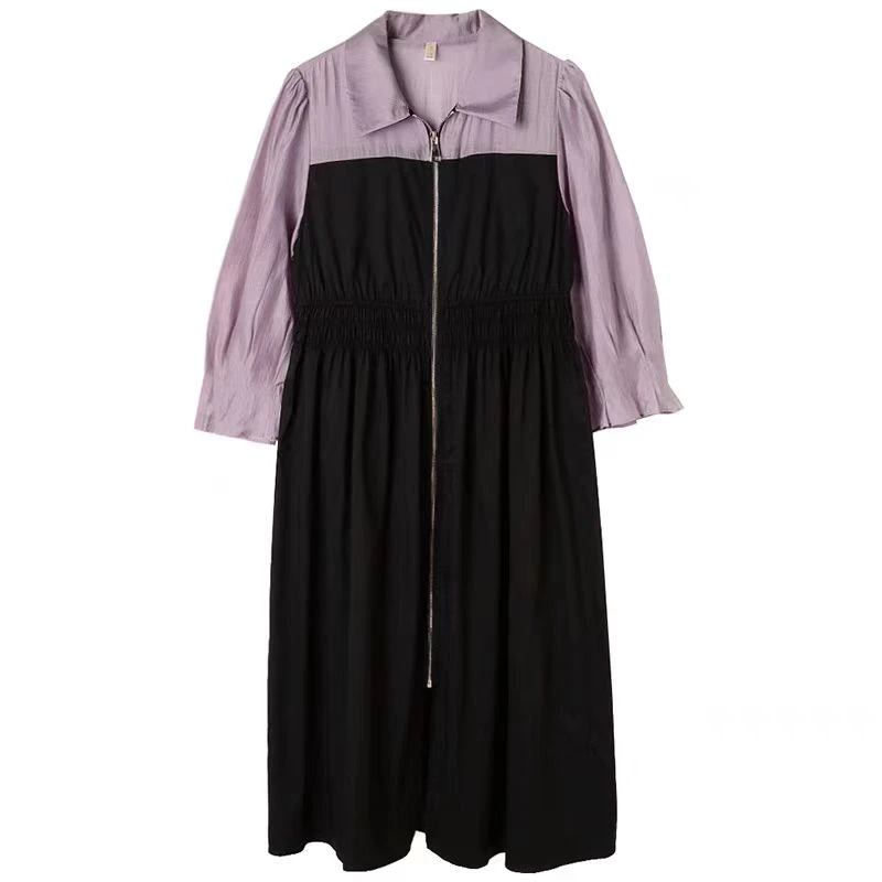 S138【专属】通勤百搭设计感高腰九分袖连衣裙RS-AWR24AL3327