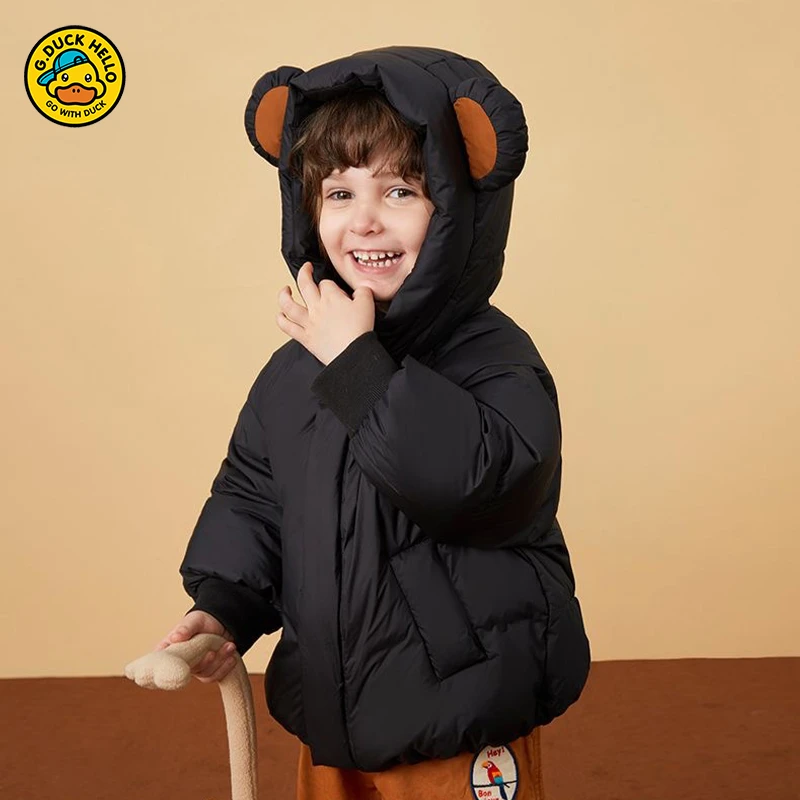 小黄鸭新款儿童羽丝绒/丝服男女童宝宝童装洋气短款可爱保暖外套