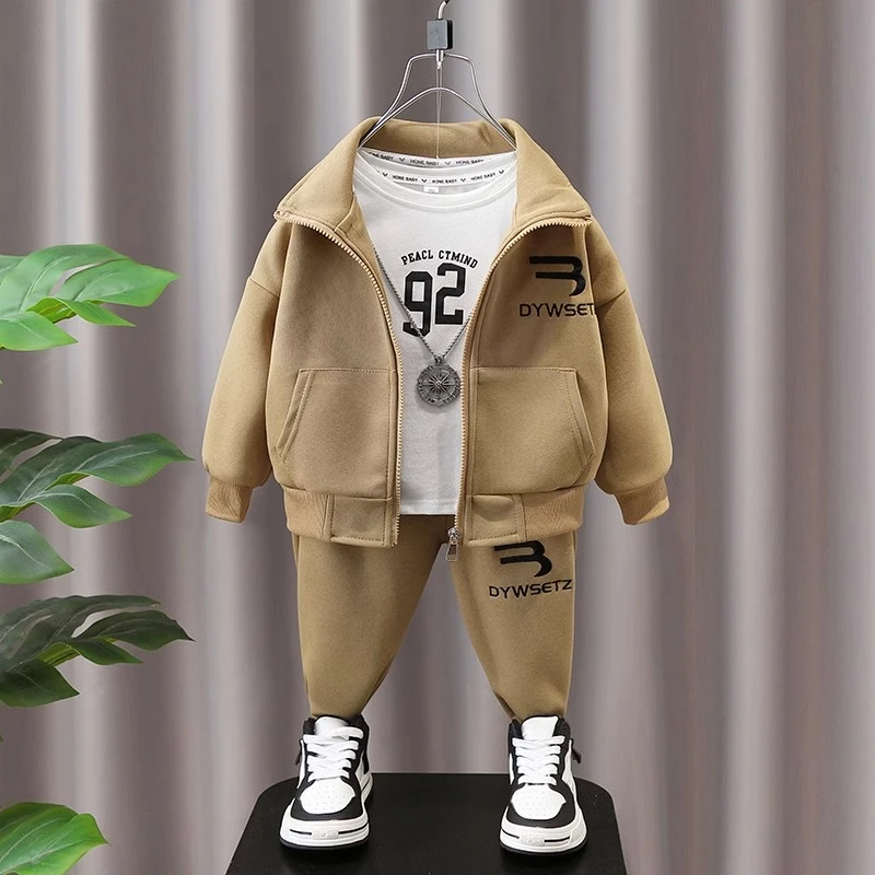 男童套装春秋款酷帅两件套2024新款男孩帅气时髦拉链潮服宝宝衣服