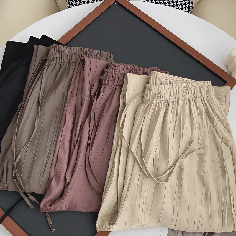 【专柜139】小个子窄版薄款微透莱赛尔肌理垂感高腰百搭休闲阔腿裤