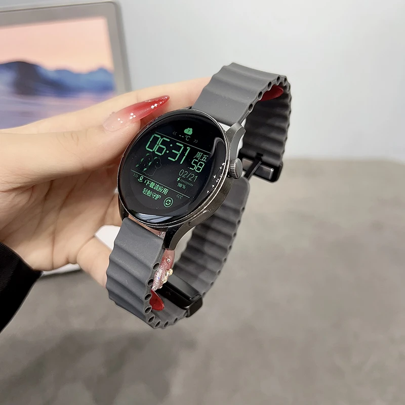 适用GT5华为手表表带GT4磁吸扣watch4/3pro海洋硅胶gt3亲肤2e秋冬