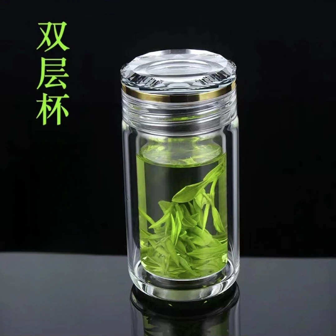 【菱形盖】迷你口袋杯掌中宝双层加厚款泡茶杯玻璃杯高硼硅透明茶杯