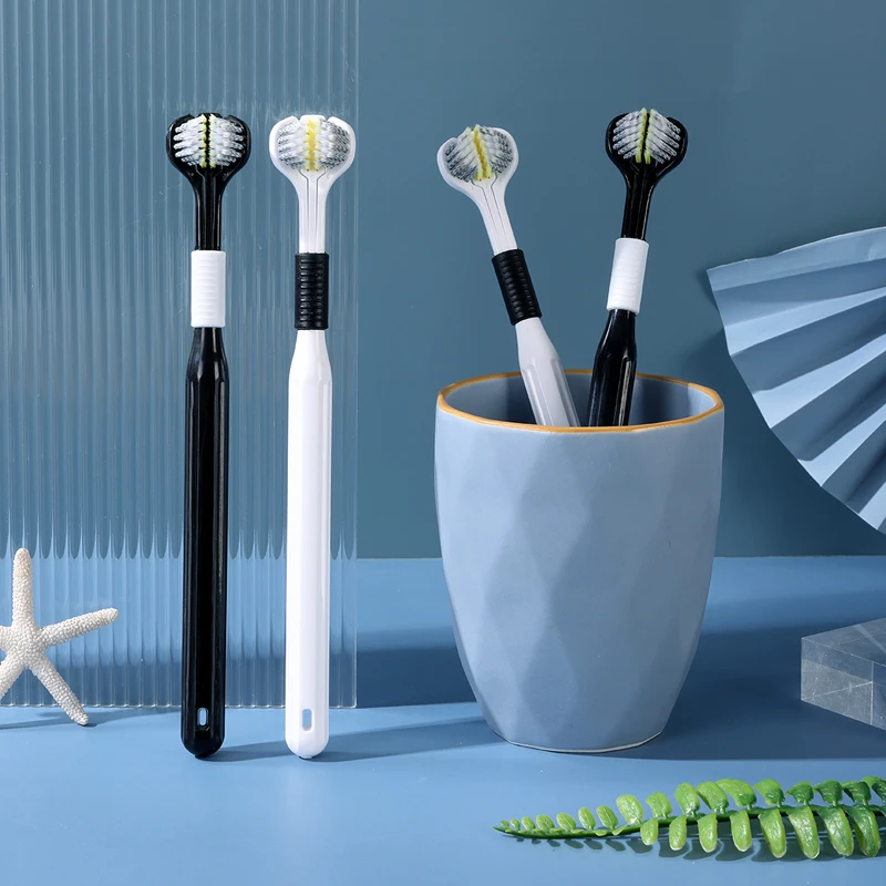 三笑美洁螺旋丝三面牙刷成人家庭装家用包裹式U型女男士专用4支