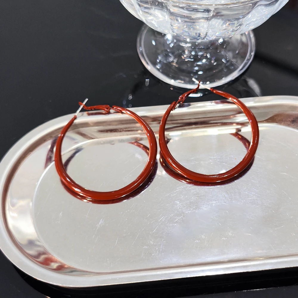 铜合金耳饰 手工气质时尚百搭复古红色欧美圈圈N2167