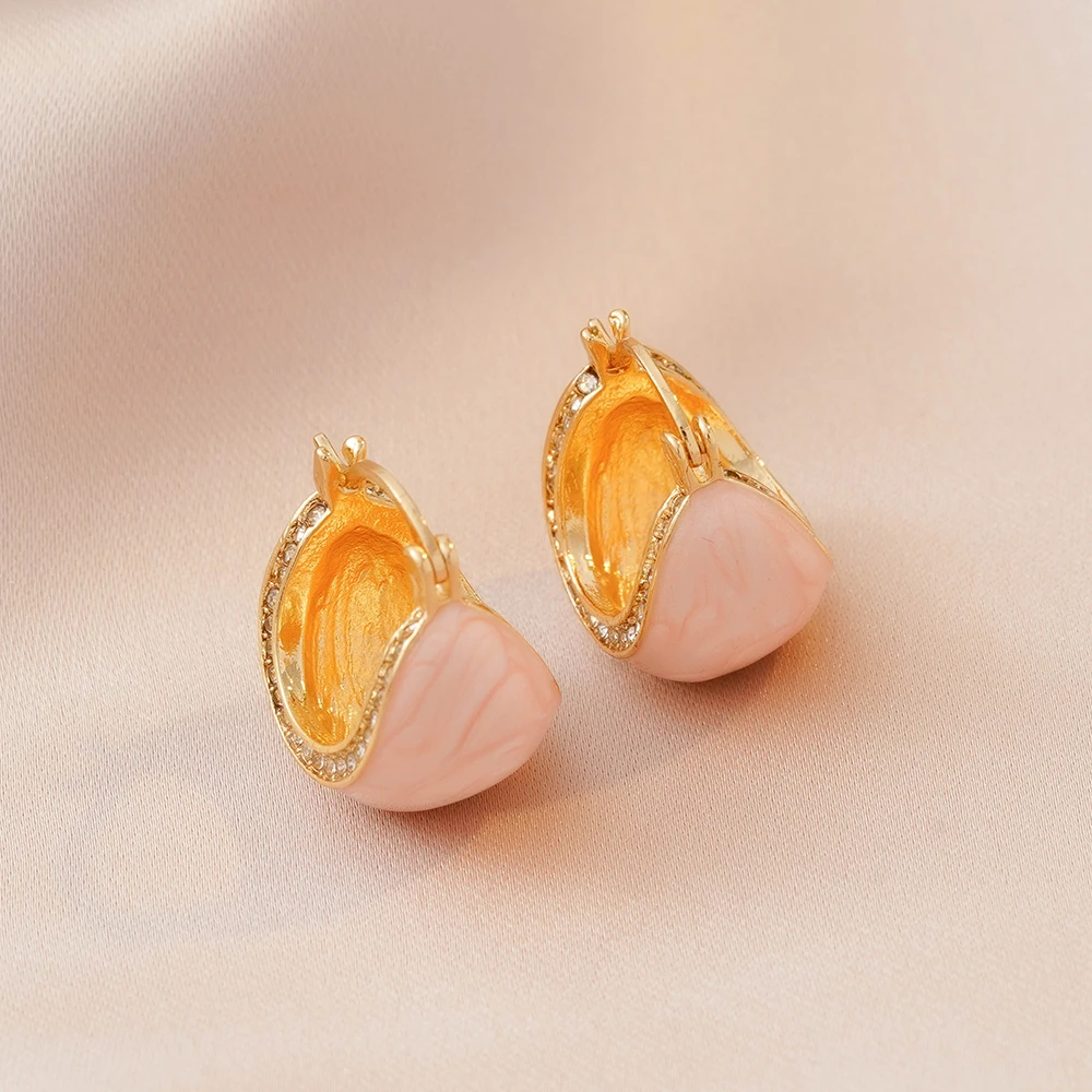 铜合金耳饰 个性新款气质粉色轻奢时尚小众简约耳环耳饰N1979