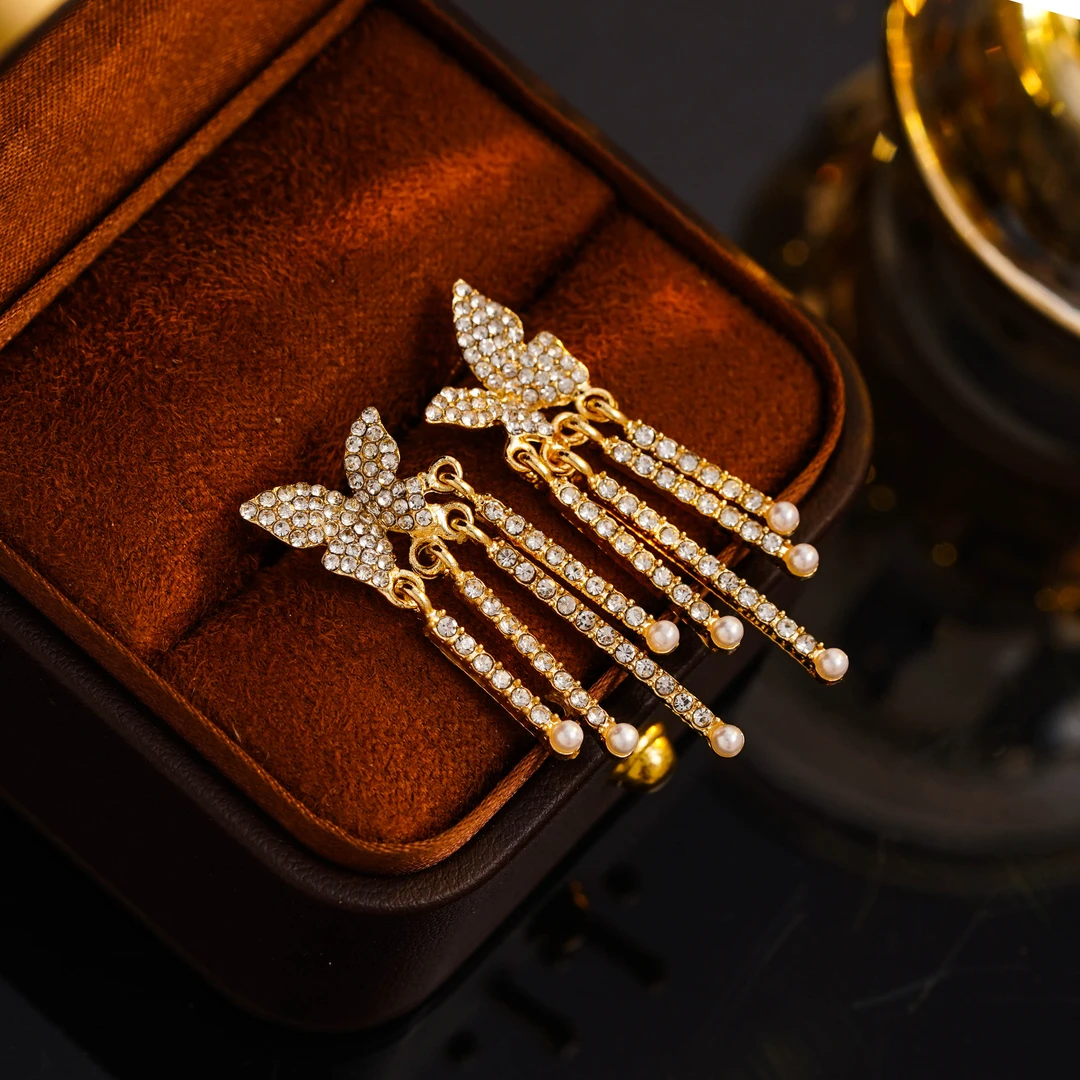 铜合金耳饰 耳环气质轻奢时尚百搭小众长款奢华素款N2115