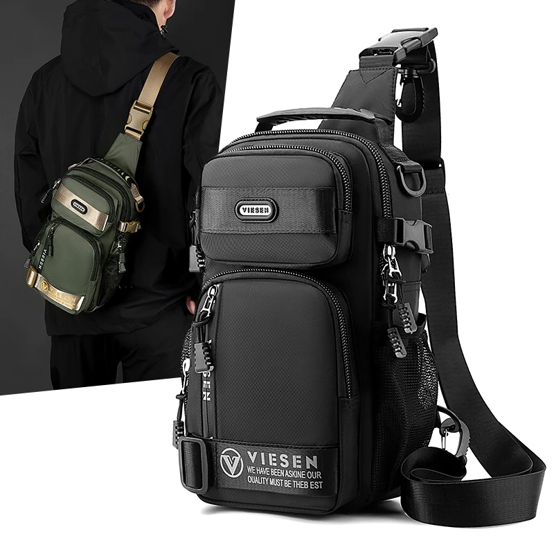 维爱森/viesen男士胸包骑行单肩斜挎包户外大容量多功能双肩包