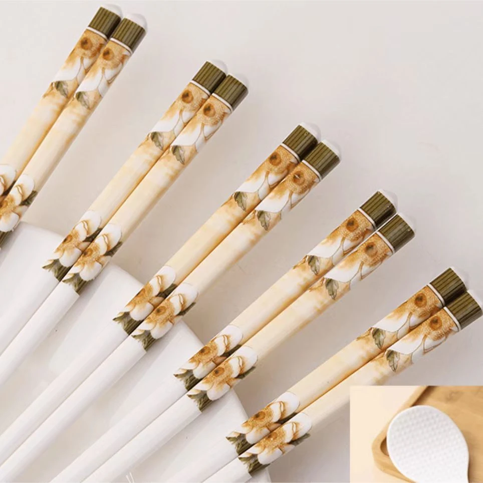 山茶花骨瓷筷子10双+饭铲一个 破损联系客服