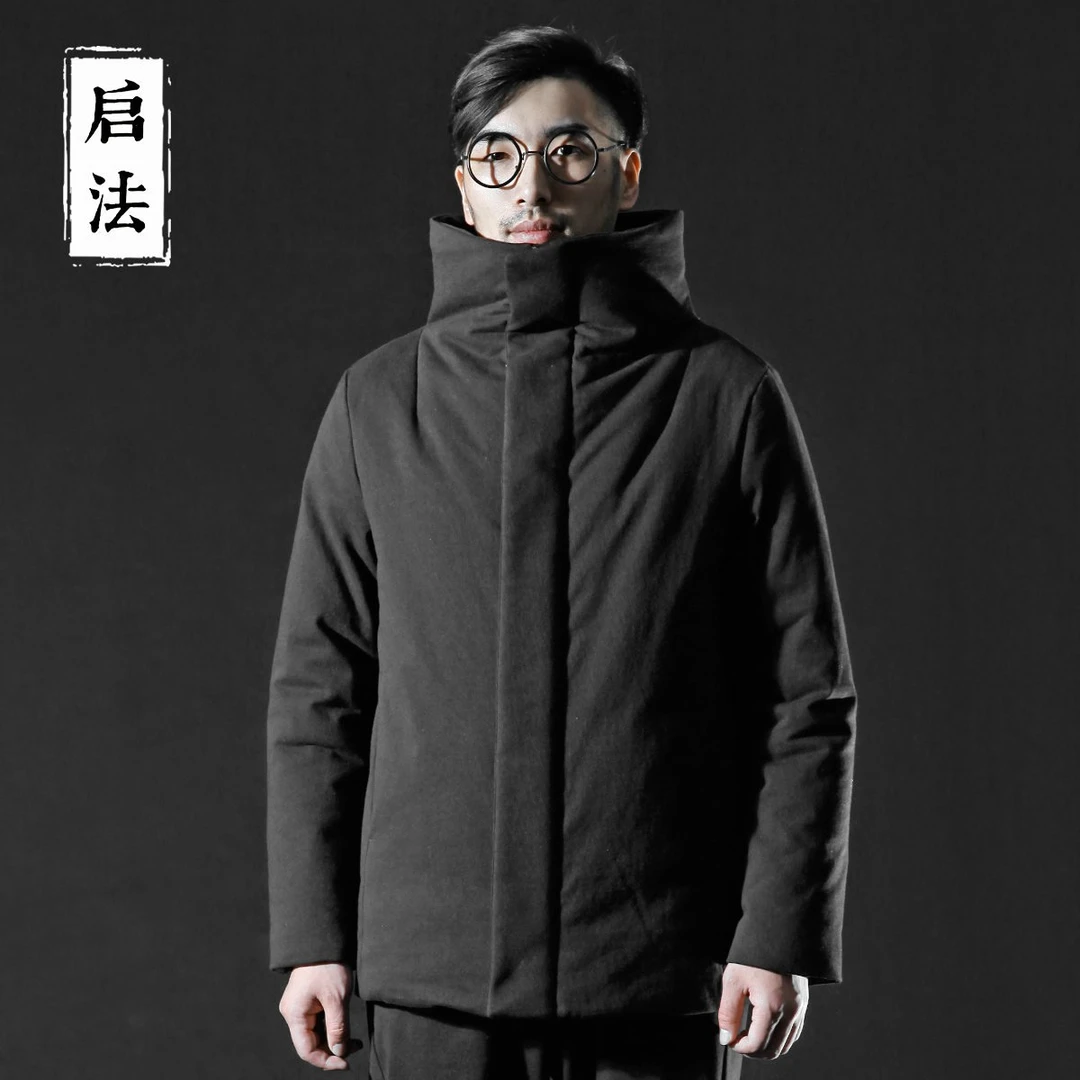 启·法男装全棉羽绒外套冬季短款羽绒服中国风立领加厚羽绒夹克